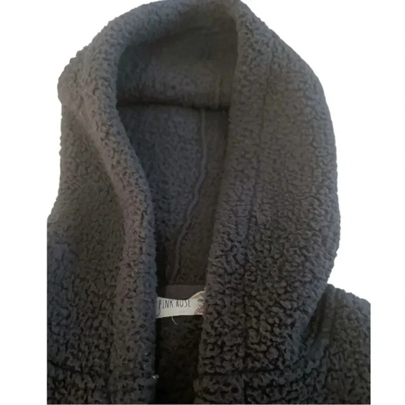 PINK ROSE OVERSIZED SOFT OPEN HOODED TEDDY BEAR JACKET SIZE M - Picture 5 of 13